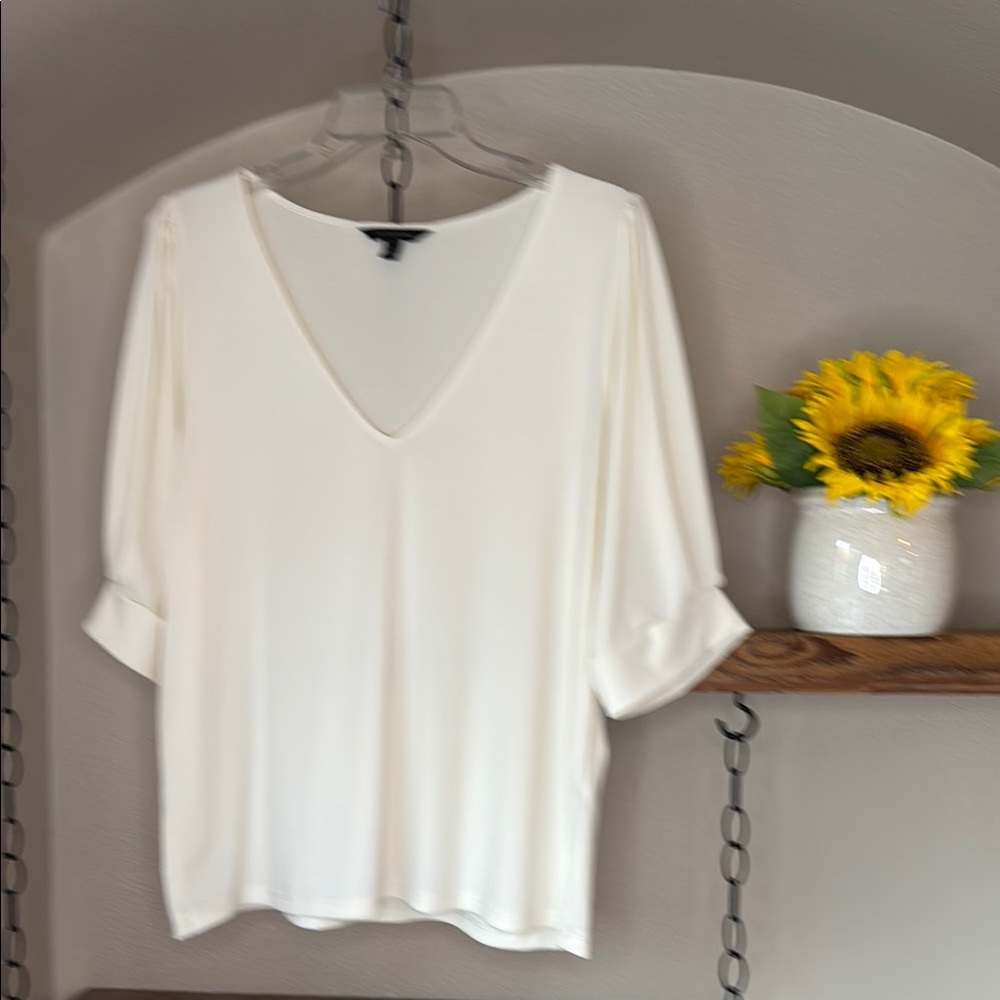 Banana Republic Women's Cream / Ivory V-Neck Top
